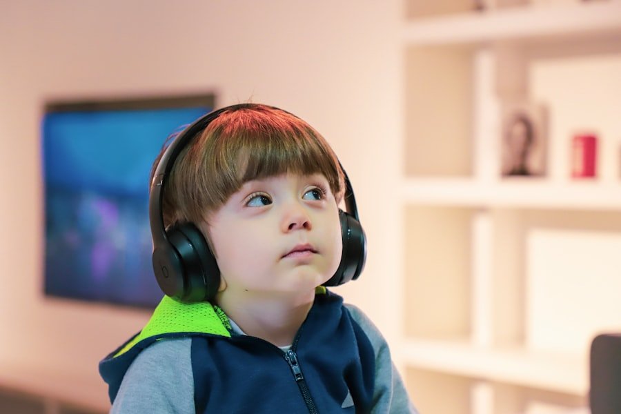 Child with ADHD concentrating on a task while using a timer and noise-cancelling headphones.